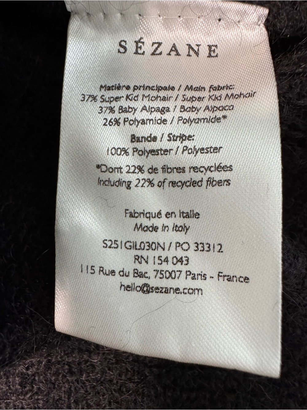 Sézane Barry Cardigan Black Reversible V-Neck Sweater Size M - Picture 10 of 11